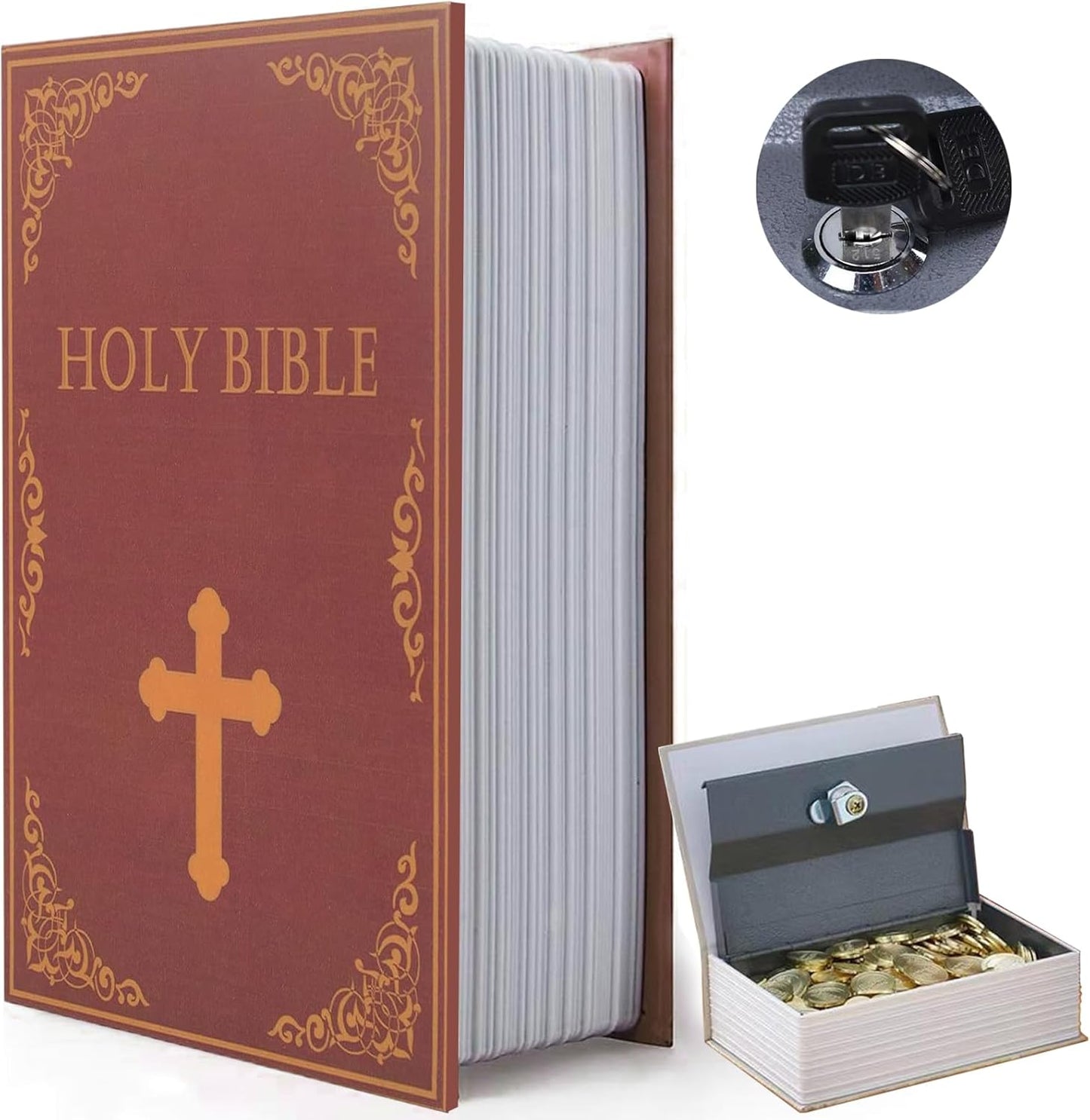 Book Safe Box with Combination Lock, Diversion Safe Vintage Faux Book Hidden Safe for Decoration, Secret Book Safe Storage Box for Home Office Café Bookshelf Decor (9.5"×6"×2.2"）