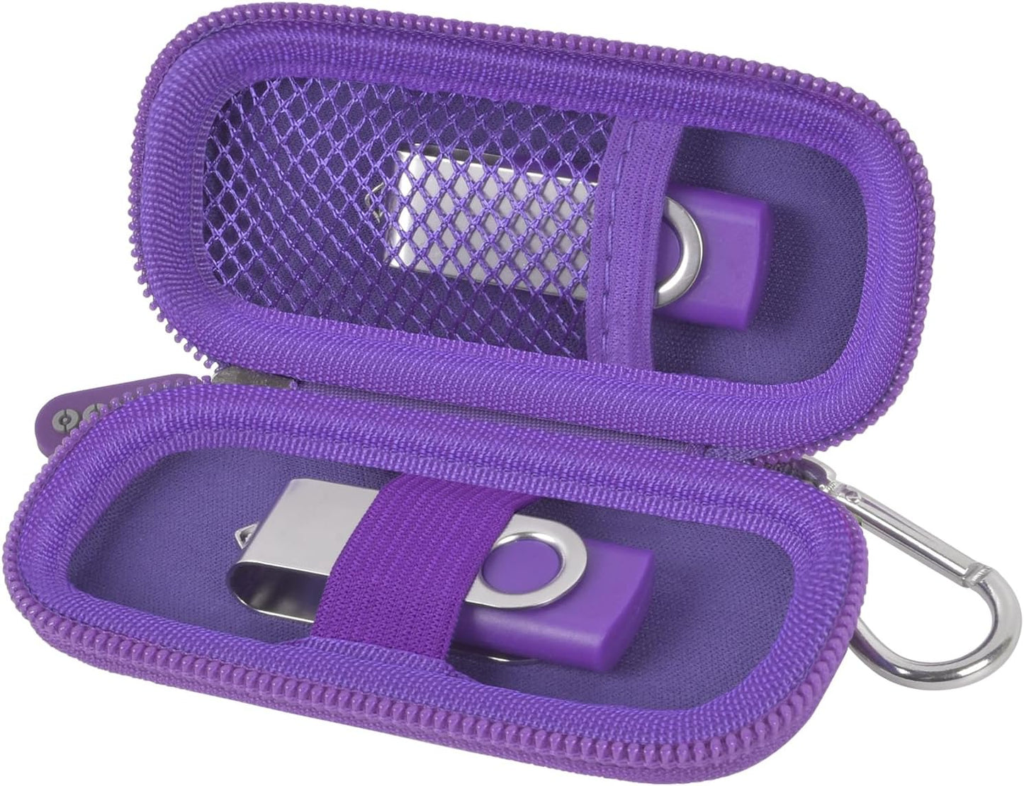 USB Flash Drive Case, SD Card Holder Compatible with Thumb Drive, Memory Cards, SDXC SDHC Storage Bag, Electronic Accessories Organizer for SanDisk for Samsung for Inland (Purple)