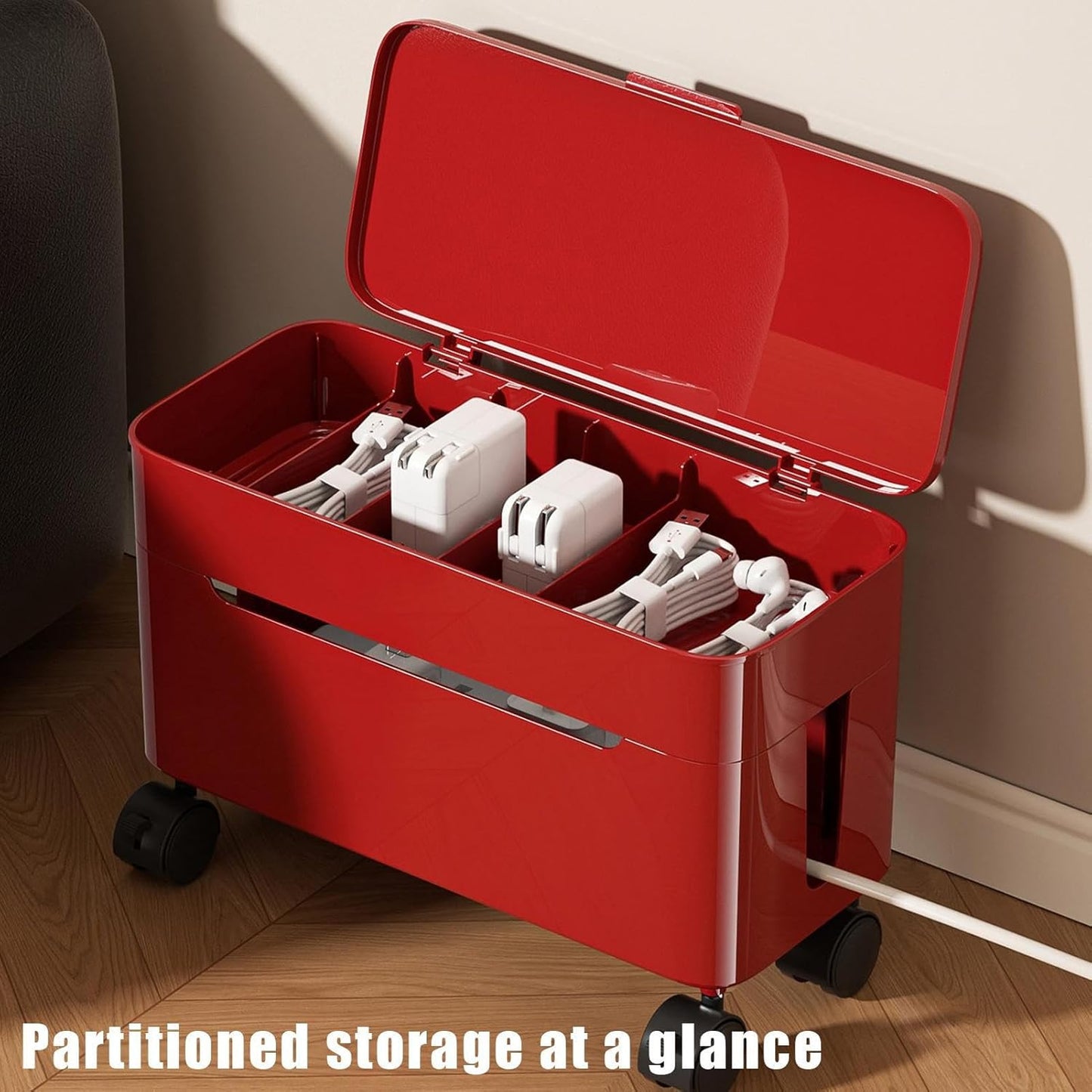 Socket Storage Rack, Compact & Space-Saving, 32.5x15.5x17.5cm, Wire Storage Container, Cable Management Box, Stylish & Functional, for Home, Office, Dorm, Gaming, TV Stand, Desk, Computer