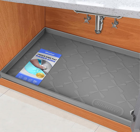 SIKADEER 40" x 19" Under Sink Mat Waterproof, Silicone Mat Kitchen Drawer Shelf and Cabinet Liner, Sink Protector for Kitchen Organizers and Storage, Boot Tray Pet Food Mats