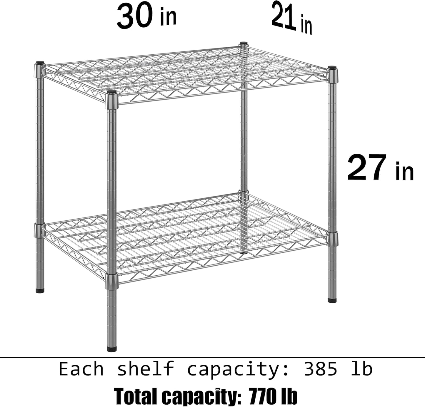 21" Deep x 30" Wide x 27" Height Wire Shelving Kit | 2-Tier | NSF Commercial Storage Rack Unit