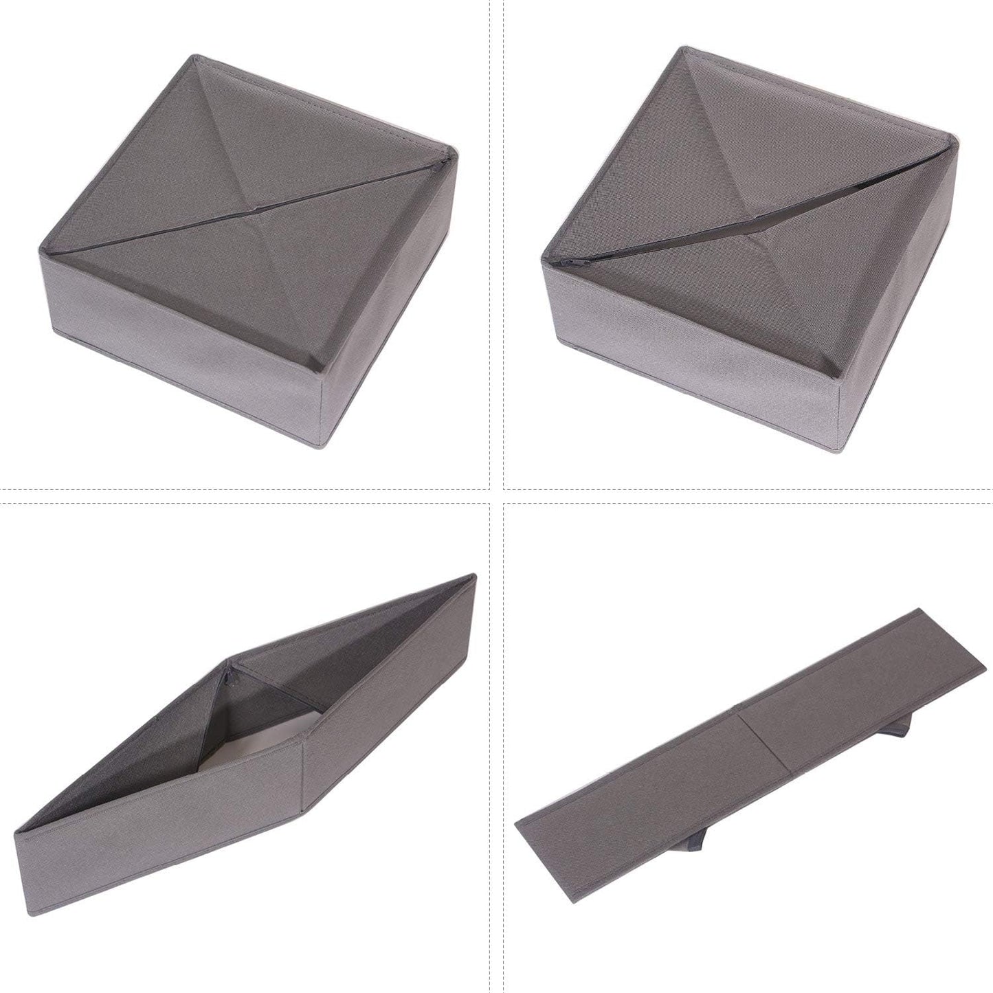 DIOMMELL 4 Pack Foldable Cloth Storage Box Closet Dresser Drawer Organizer Fabric Baskets Bins Containers Divider for Clothes Underwear Socks Lingerie Clothing, M Grey 40-0000