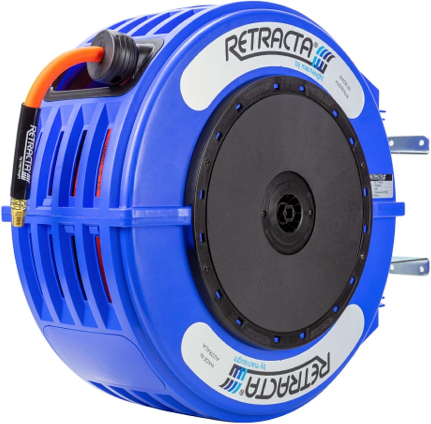Macnaught Retractable Air/Water Hose Reel with 3/8 in. x 65 FT Hybrid Hose, 10 Year Warranty, Ceiling/Wall Mounted Heavy Duty Industrial Commercial with Bracket, 300PSI