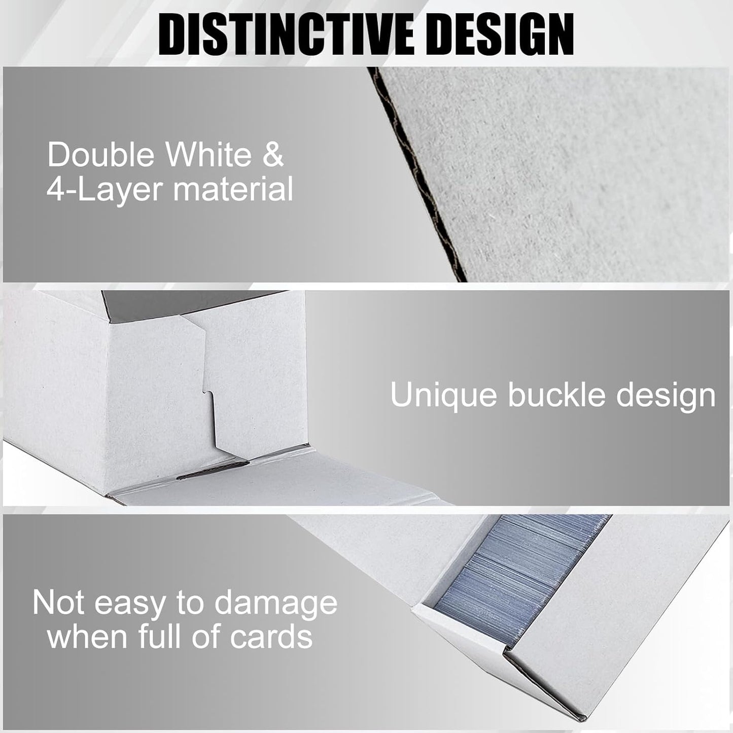 Trading Card Storage Box, 15-Pack 1100 Count White Corrugated Cardboard Bulk Sports Storage Box for TCG/Magic/Mtg Basketball Cards, Collectible Trading Cards