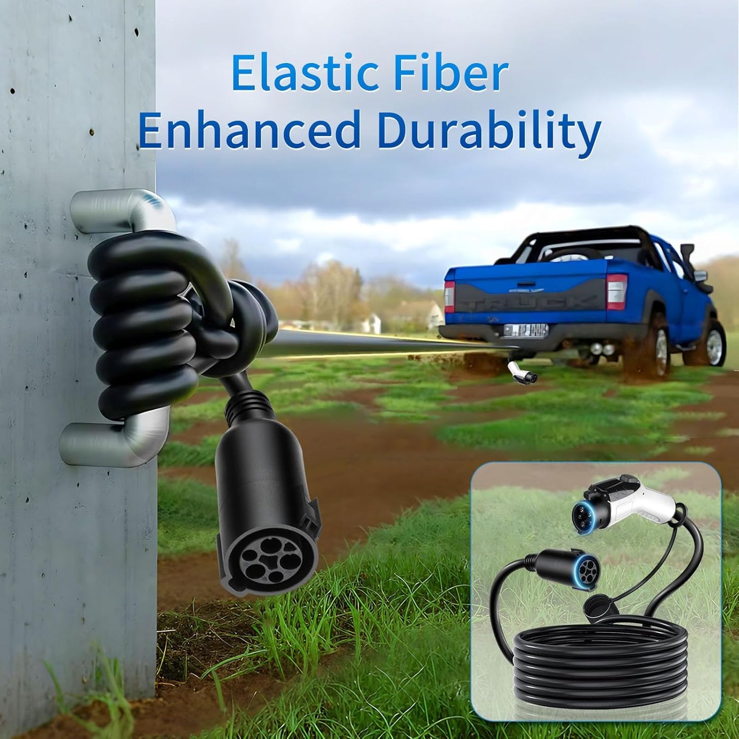50A 50FT J1772 EV Extension Cable, Level 2 EV Charger Extension Cord, Heavy-Duty 240V EV Extension Cable for Fast Charging (50FT)