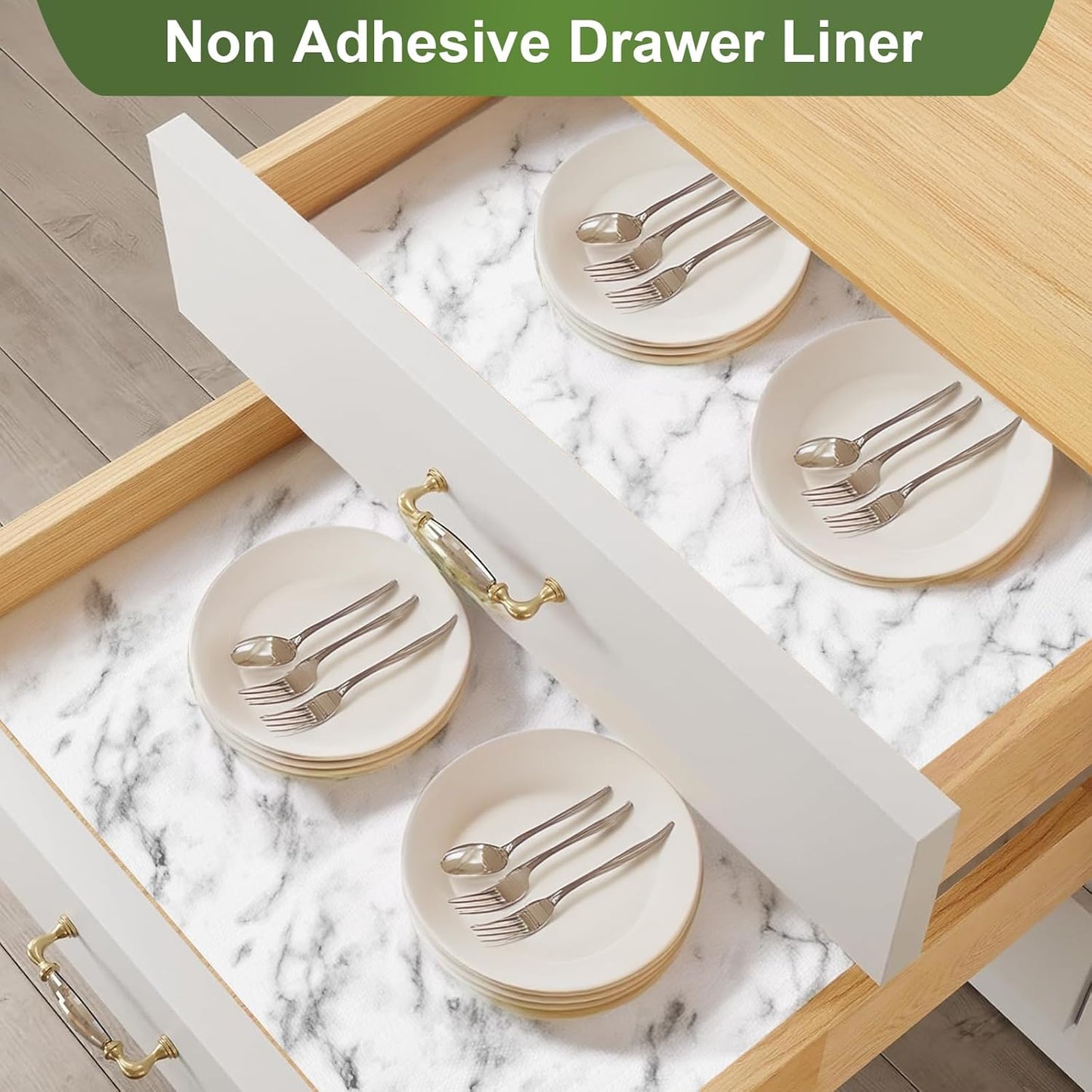 Moriah Shelf Liner for Kitchen Cabinet Non-Adhesive, Thickened Drawer Liner No Slip for Dresser Waterproof Cabinet Paper Liner for Bathroom Shelves Protects Surfaces(Marble,17.5'' x 20')