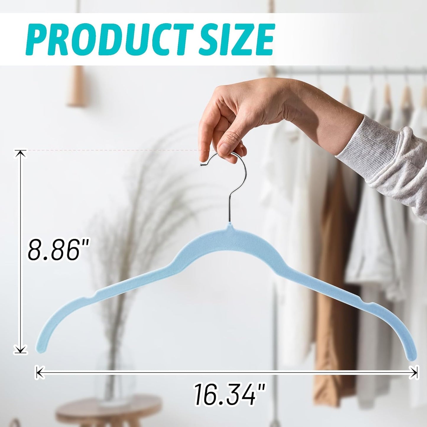 30 Pack Velvet Hangers – Premium Non-Slip Slim Clothes Hangers with 360° Swivel Hook, Space-Saving Flocked Shirt Hangers for Coats, Dresses, Blouses, Suits(Blue)