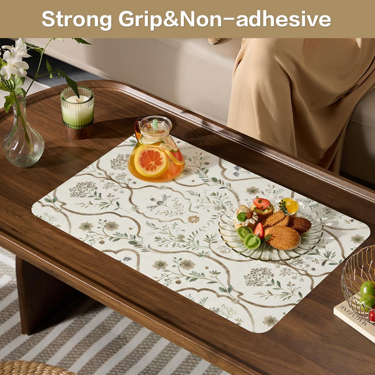 Drawer and Shelf Liner for Kitchen Cabinets Non-Adhesive Drawer Liners Strong Grip Floral Shelf Liners Non-Slip Cabinet Liner,Waterproof Kitchen Cabinet Liners for Shelves,12IN × 10FT