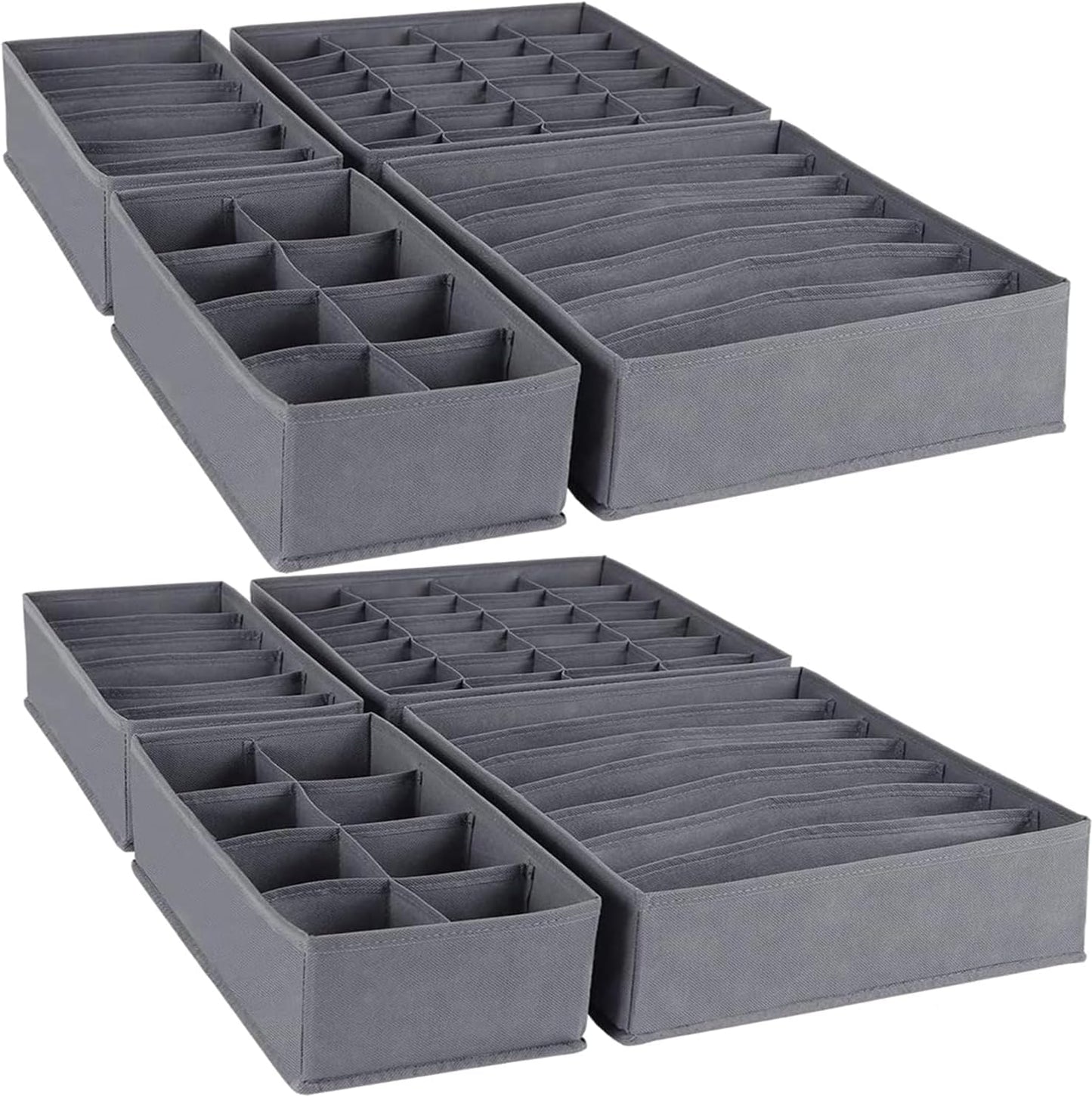Dresser Drawer Organizer 8 Pack Clothes Underwear Sock Storage Dark Gray Drawer Dividers Grey Foldable Closet Organizer Storage Box Dresser Drawer Organizers