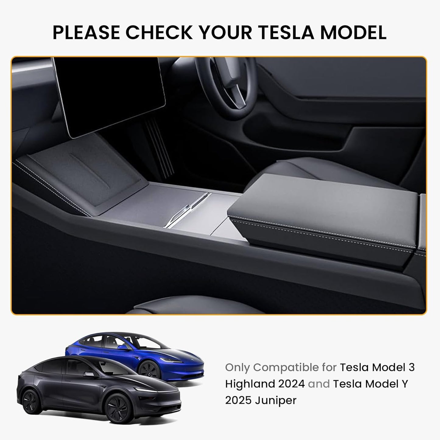 2PCS Center Console Organizer Tray for Tesla 2025 Model Y Juniper & Model 3 Highland 2025 2024, 2025 Upgrade Car Accessories with Center Console Storage Tray Armrest Hidden Storage Box