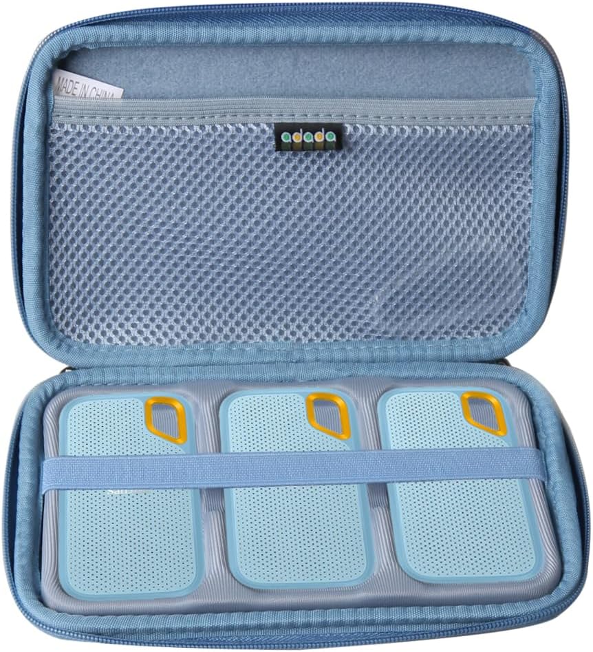 Adada Hard Case for SanDisk 500GB / 250GB / 1TB / 2TB Extreme Portable SSD (Sky Blue, Case for 3 Hard Drives)