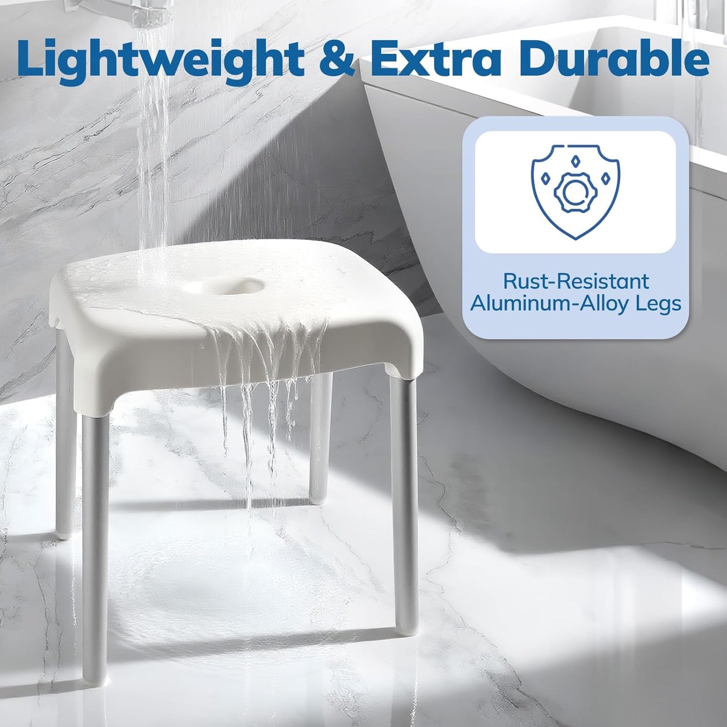 Umimile Shower Chair for Inside Shower - Fixed Height, Sturdy 330 lb Bath Seat - Anti-Slip Safety Shower Stool for Elderly and Disabled, Tool-Free Assembly (Height: 11.8")