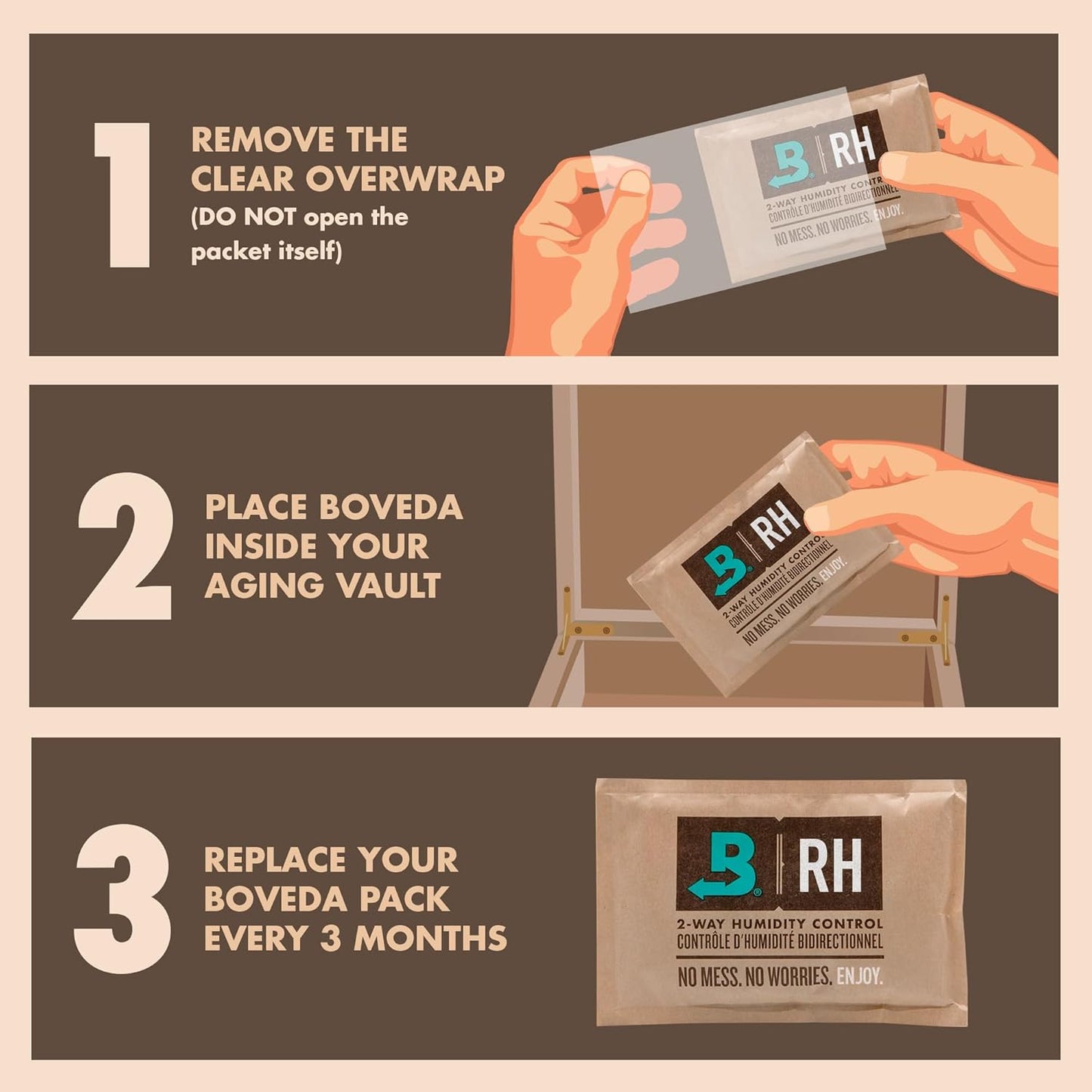 Boveda 75% Two-Way Humidity Control Pack to Fix Major Moisture Loss in Large Wood Humidifier Boxes – Size 320 – Single – Moisture Absorber – Humidifier Pack – Individually Wrapped Hydration Packet