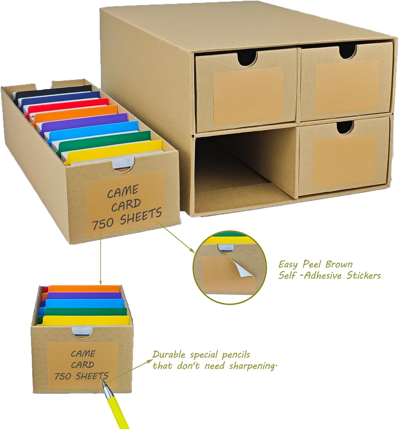 4 Sets Trading Card Storage Boxes, Includes 16-750 CT Boxes & 64 Dividers, 12000+ Trading Cards Organizer for Collectible Card Games, Sports Cards, TCG, with Labels & Pen