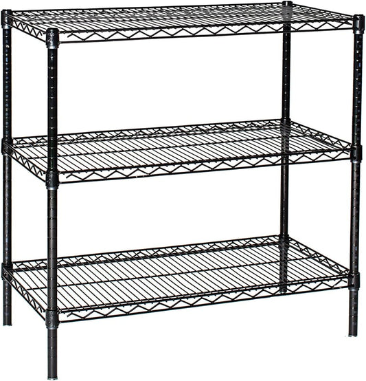Omega 24" Deep x 42" Wide x 36" High 3 Tier Black Starter Shelving Unit