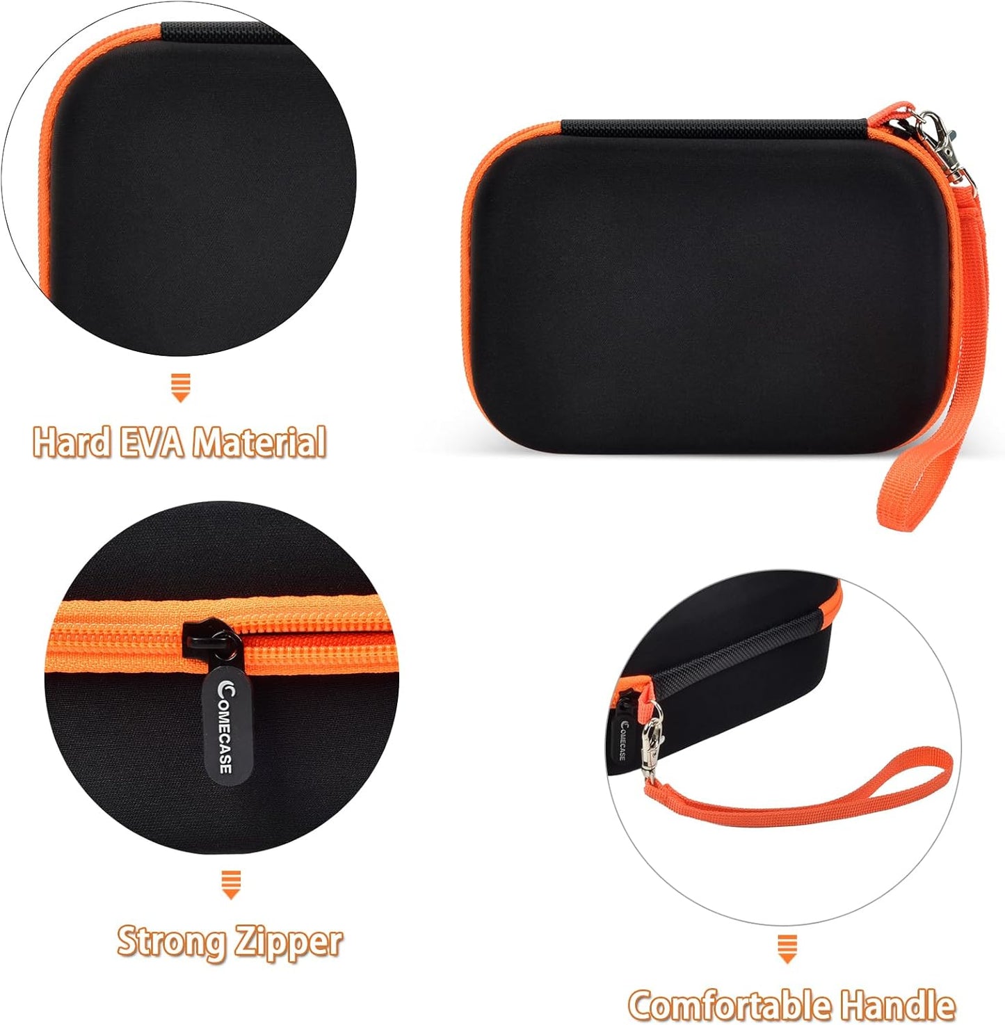 Comecase USB Flash Drive Case, Thumb Drive, Memory Card SD SDXC SDHC Card Holder Organizer, Electronic Accessories Storage Bag for SanDisk/SamData/Samsung/TOPESEL/PNY (Orange Inside, Large)