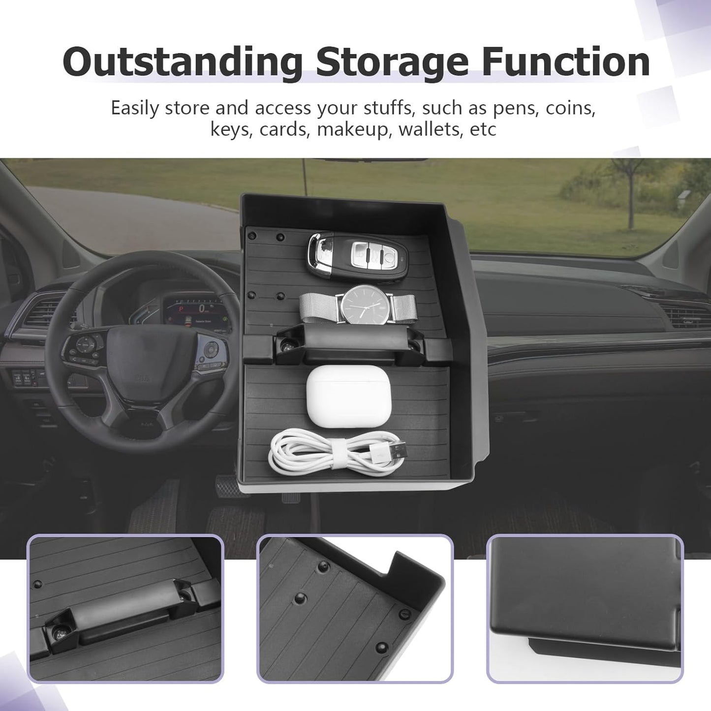 LUWU 2018-2026 Odyssey Center Console Organizer Compatible with 2018-2024 2025 2026 Odyssey Accessories Armrest Console Organizer Armrest Insert Tray Odyssey 2026 Accessories Black