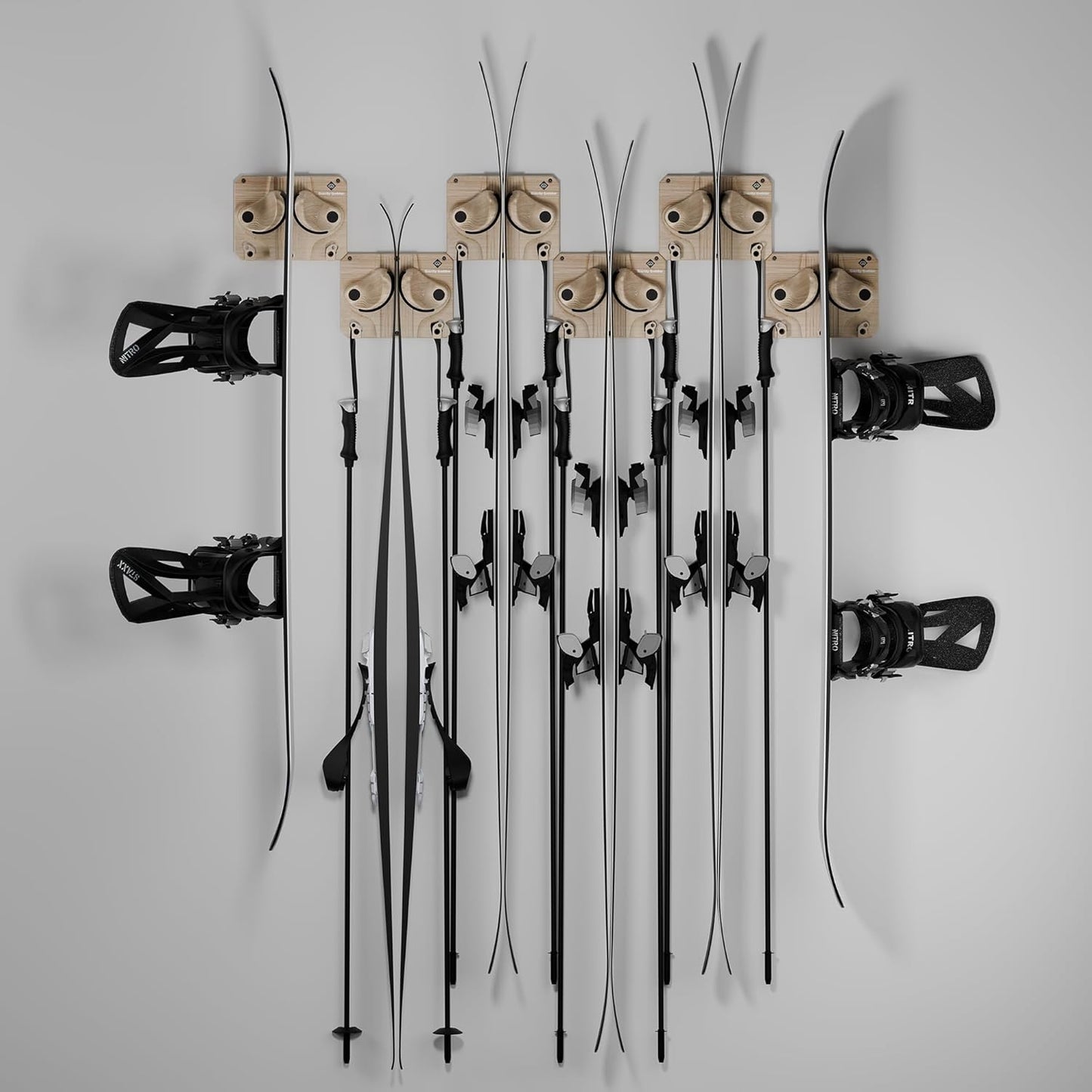 Gravity Grabber - Ultimate Ski & Snowboard Wall Rack | Secure, Non-Slip Storage | Fits Any Ski/Board | Garage Organization | Ski Storage Rack | Snowboard Storage Rack | Winter Gear Organizer | 6 Pck