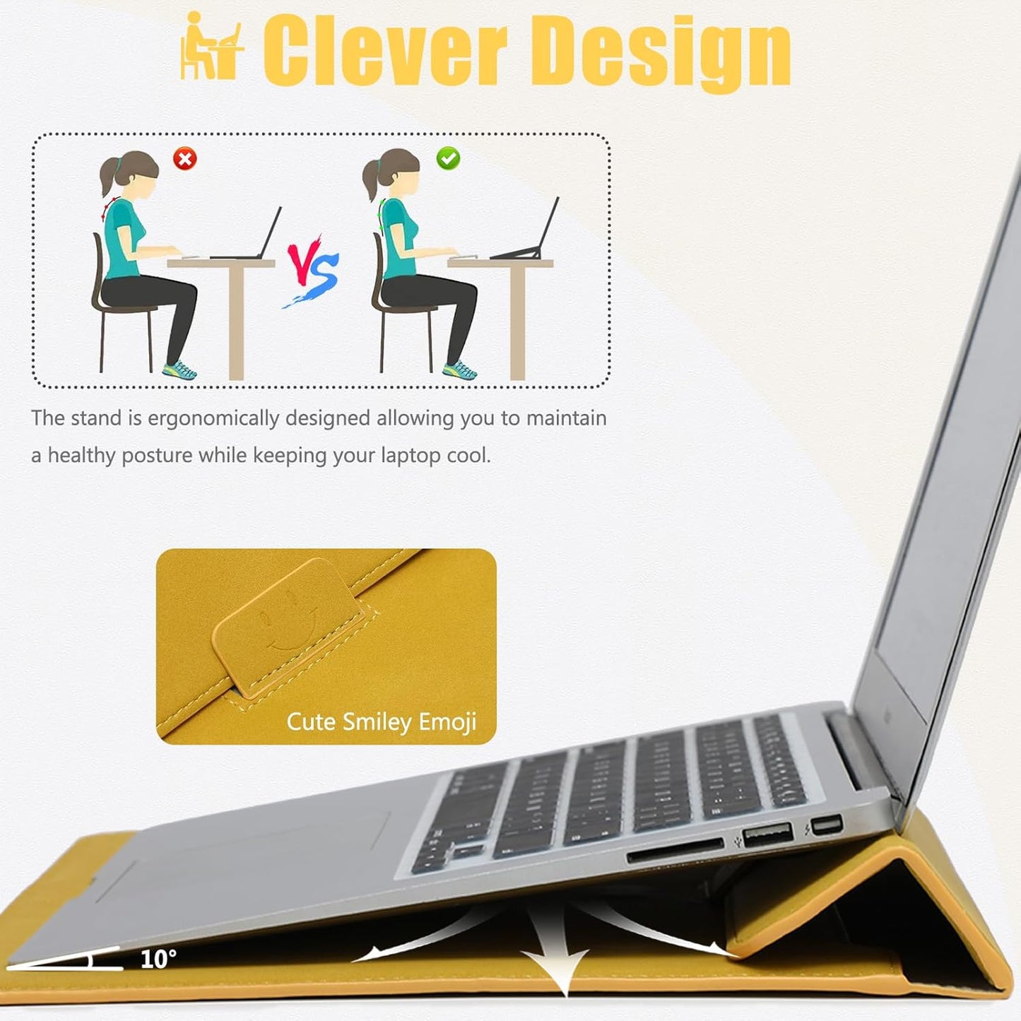 HYZUO 15-16 Inch Laptop Sleeve Case with Stand Feature for MacBook Pro 16 M4/M3/M2/M1 Pro/Max 2025-2019, XPS 15, MacBook Pro 15 2015-2012, Samsung Galaxy Book Flex/Pro 15, Olive Yellow