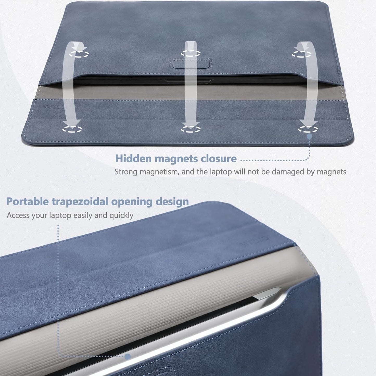 HYZUO 15 Inch Laptop Sleeve Case with Stand for MacBook Air 15 M4 A3241 M3 A3114 M2 A2941 2025-2023, 15" Surface Laptop 7/6/5/4, MacBook Pro 15 A1990 A1707 2019-2016, with Pouch, Haze Blue