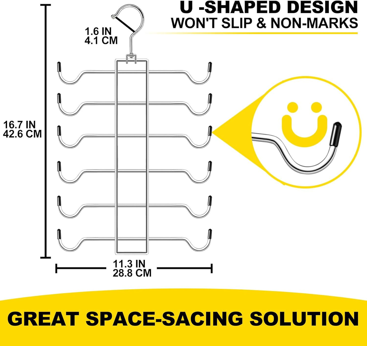 Tank Top Hanger, 6 Tier Space Saving Bra Hangers, Closet Organizers and Storage, Dorm Room Essentials for Girls, Organization for Camisoles Sports Bras Strappy Dress Swimsuits Ties, 2 Pack