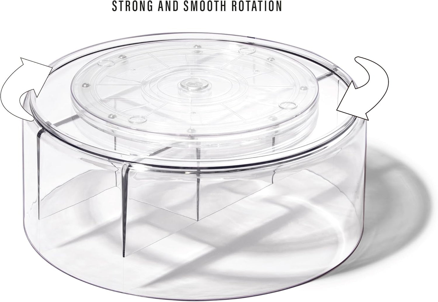 BINO Plastic Round Turntable Organizer with 5 Compartments - Clear | Spinning Divided Turntable Container | Rotating Organizer Storage for Bottle Condiments Fridge Kitchen Counter Pantry Bathroom