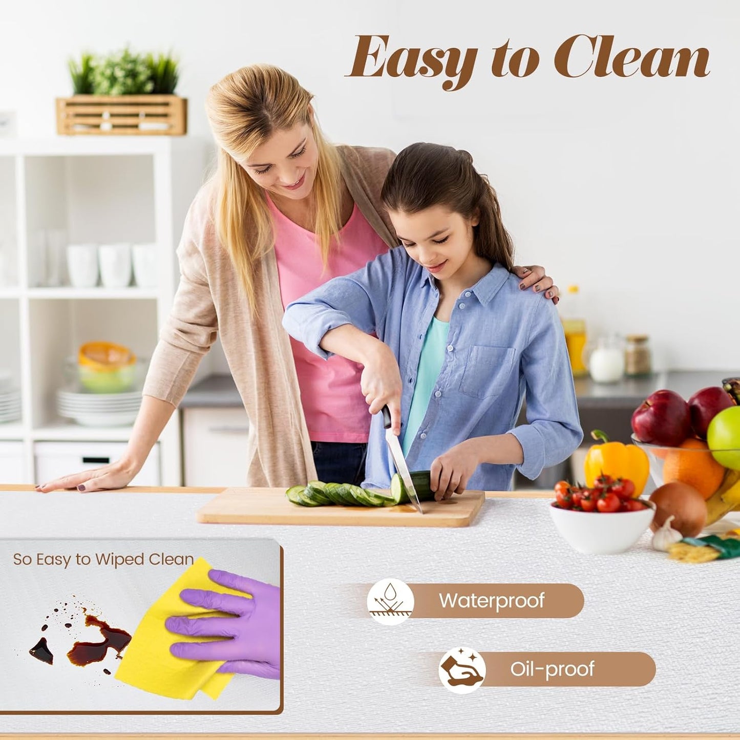 Drawer Shelf Liner for Kitchen Cabinets, Non Adhesive Slip Resistant Shelf Paper Easy to Clean, Strong Grip Thickened Waterproof Washable Mats for Pantry Shelves Cupboard Dresser(White, 24 in x 20 FT)