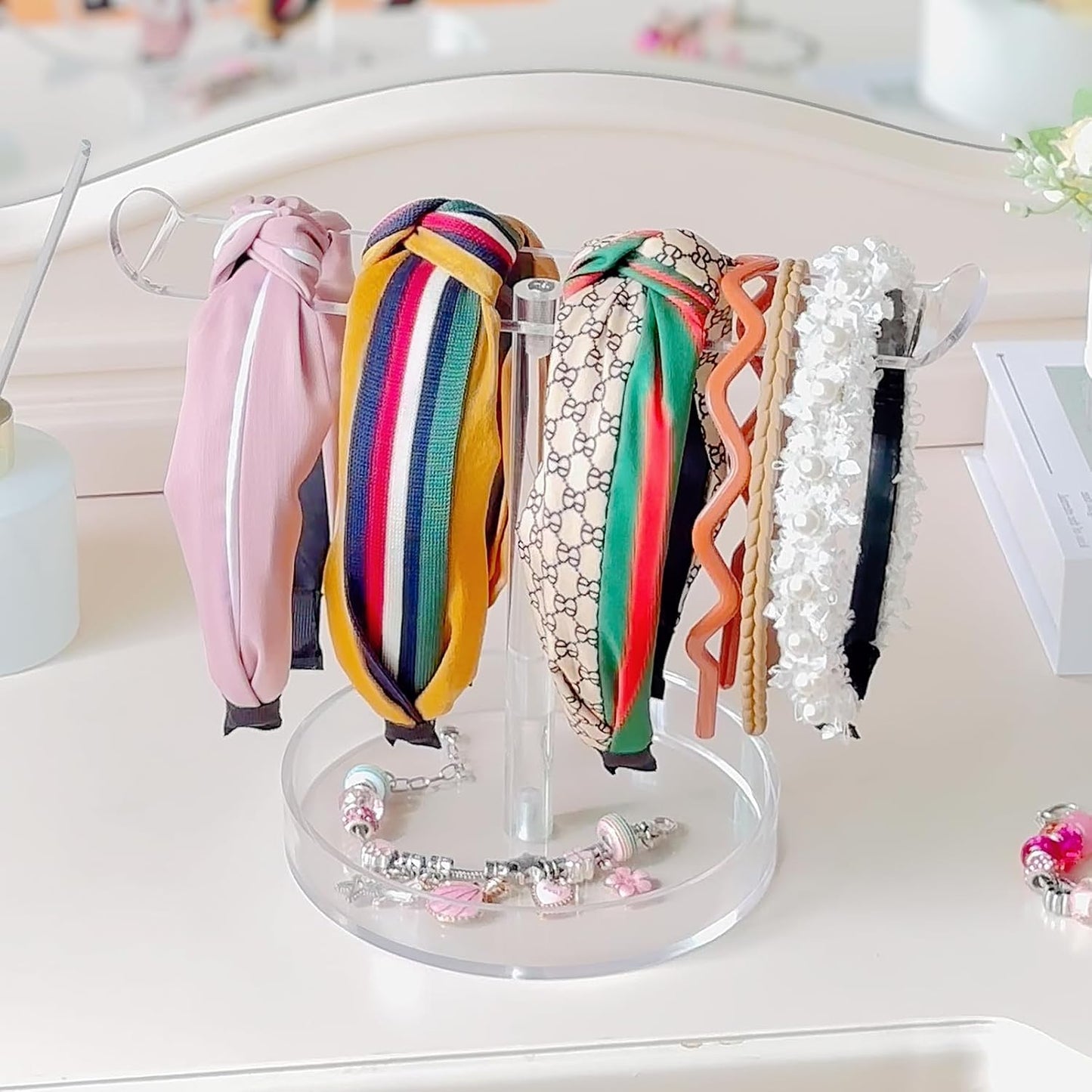 Bigfety Acrylic Headband Holder Organizer, Hair Hoop Display Stand, Clear Hairband Rack for Storage, 1 Pack