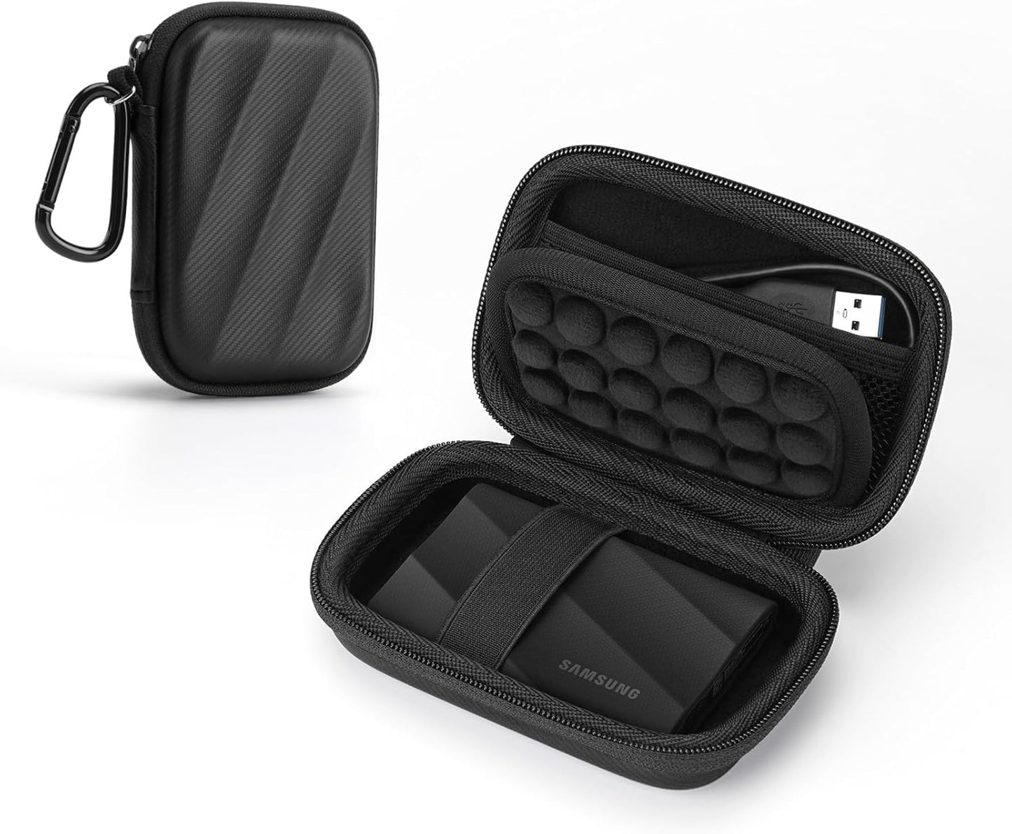 SSD Hard Case Compatible with Samsung T9/T7 Shield/T7 Portable SSD Drive USB 4TB,2TB,1TB, Portable Travel Carrying Storage Protective Cover Bag (Black)