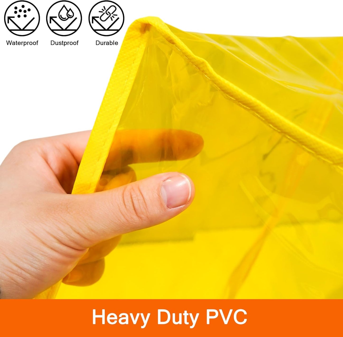 Vieshful 40L Yellow Clear Clothes Storage Bag Colorful Clothes Organizer with Zipper Vinyl Storage Bag for Comforter, Blanket, Bedding, Duvet, Transparent Moving Totes 3 Pack