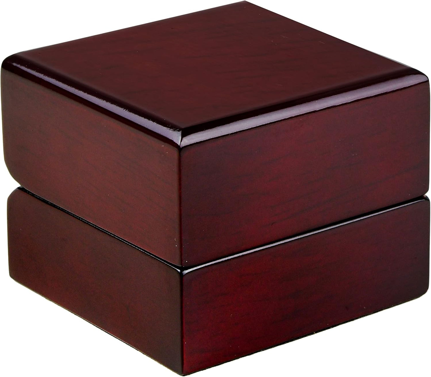 Allure - 2 Pack, Luxury Ring Box With LED Light, Authentic Mahogany Wood With White Leatherette Insert, Square Elegant Diamond Ring Case For Unique Proposal Or Wedding, Small Jewelry Display Gift Box.