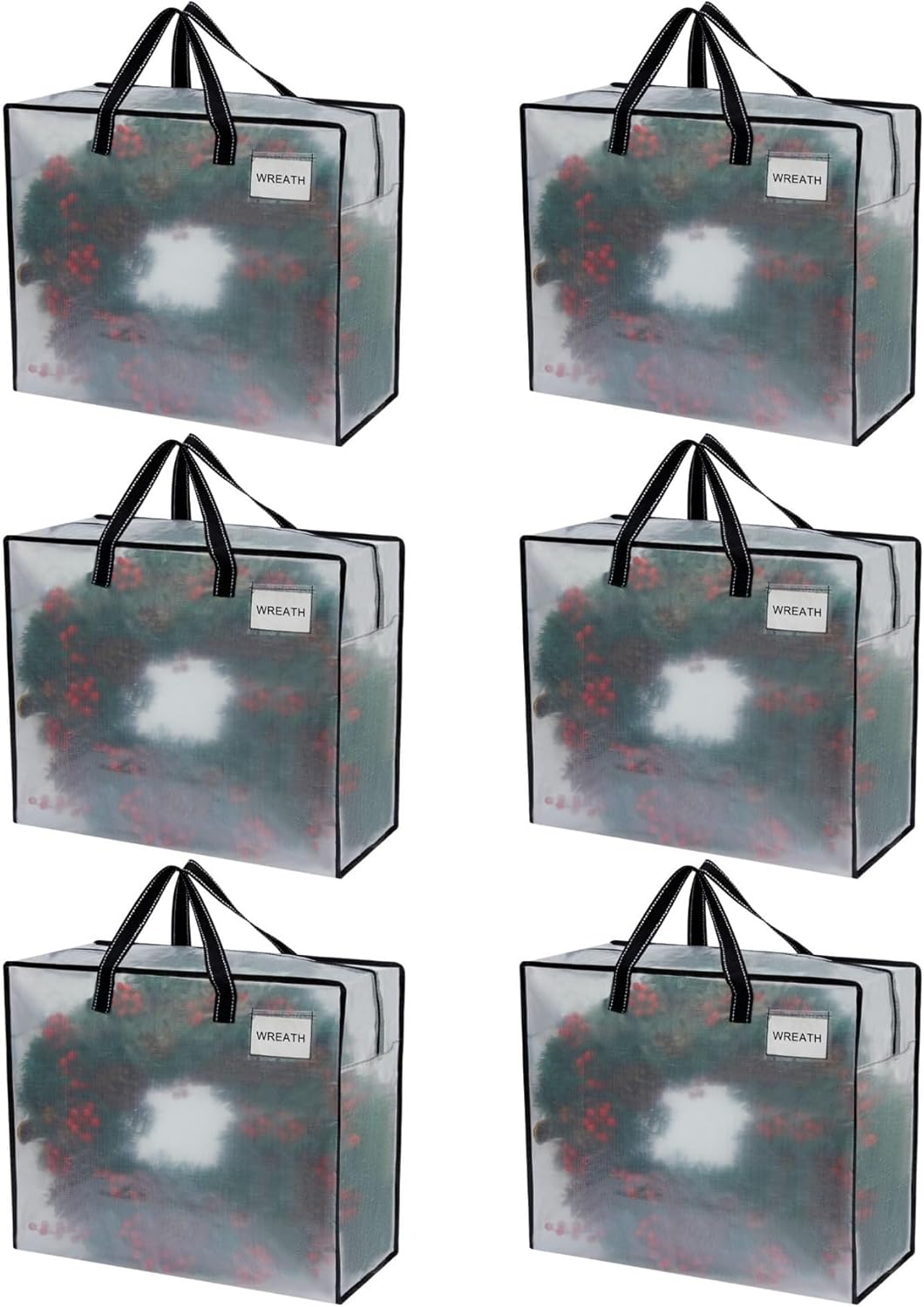 VENO 6 Pack Heavy Duty Moving Bags, Storage Bags, Packing Supplies, Top Zipper, Storage Totes for Camping, Clothes, Bedding, Comforters, Pillows (22 Gallon Clear, 6 Pack)