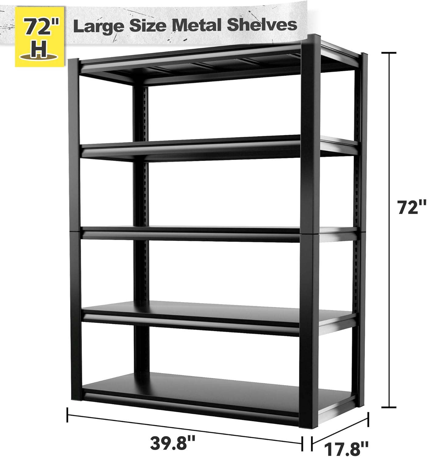 REIBII Storage Shelves Heavy Duty Garage Shelving 72" Adjustable Metal Shelves for Storage 5 Tier Garage Shelf for Kitchen Pantry Warehouse Basement, 3 Pack