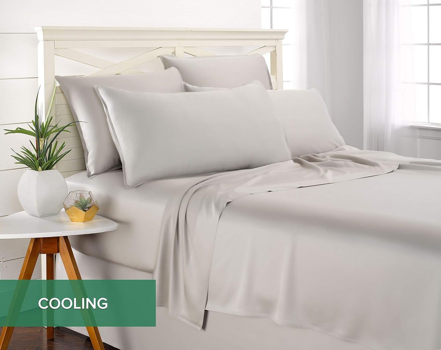 King Pillowcases by Pure Bamboo, Genuine 100% Organic Viscose Derived from Bamboo, Luxuriously Soft & Cooling, Double Stitching, Envelope Closure (2 King Pillowcases, Silver Pearl)