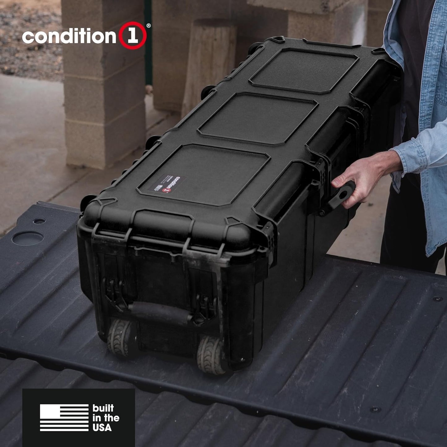 Condition 1 45" Empty Waterproof Hard Case w/Wheels – Lockable, TSA Approved Gear Storage Long Trunk, IP67-Rated Waterproof, Stackable, Rugged Travel Case – Black, Made in USA, Model 2191