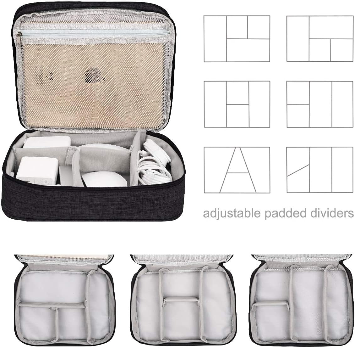Electronics Organizer, Jelly Comb Electronic Accessories Cable Organizer Bag Waterproof Travel Cable Storage Bag for Charging Cable, Power Bank, iPad