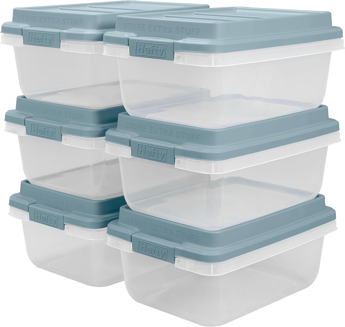 Hefty HI-RISE 18 Qt Plastic Storage Bins with Lids, 8 Pack Clear Stackable Containers with Secure Latching Handles, Under Bed Storage Boxes for Clothes, Shoes, Toys, Closet Organization
