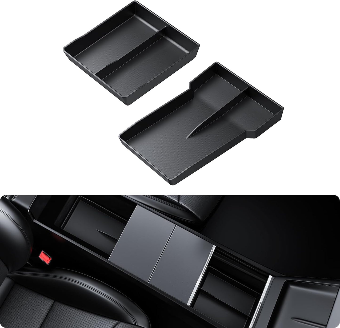 BASENOR 2026 2025 2024 Tesla Model 3 Highland Lower Center Console Organizer Tray, Bottom Console Storage Box Pad Refresh Interior Accessories (Standard/Premium/Performance)