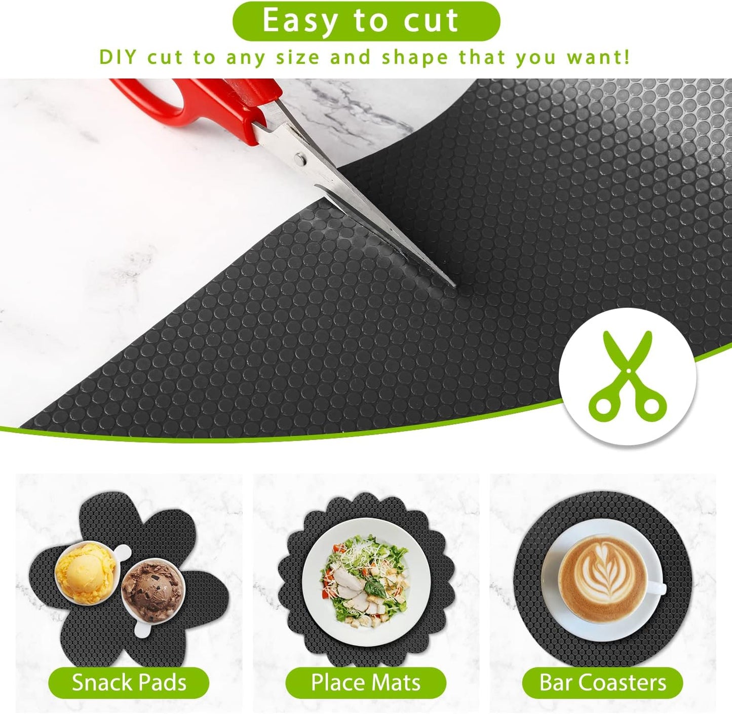 HooTown Shelf Liner Kitchen Cabinet Drawer Mats 17.5 Inch Wide x 16.4 Feet Long, Non Skid EVA Plastic Washable Oil Proof Pad for RV Drawer, Dish Plate Slippery Protection, Black