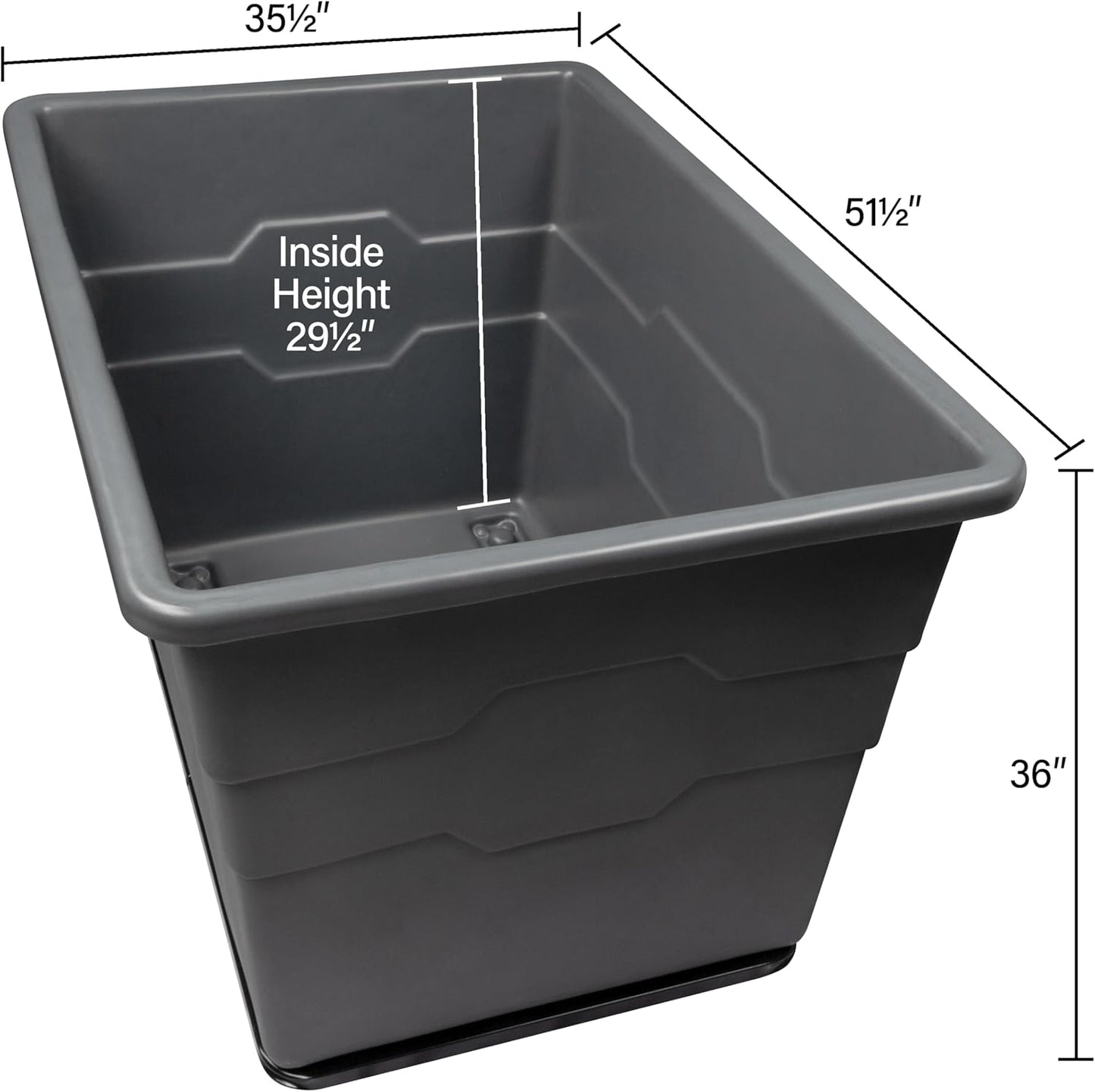 Commercial 20 Bushel Utility Cart with Steel Base, Poly Box Basket Truck, Laundry Cart, and Rolling Trash Bin, 51.5-Inch x 35.5-Inch x 36-Inch, 1000 Pound Weight Capacity, Blue