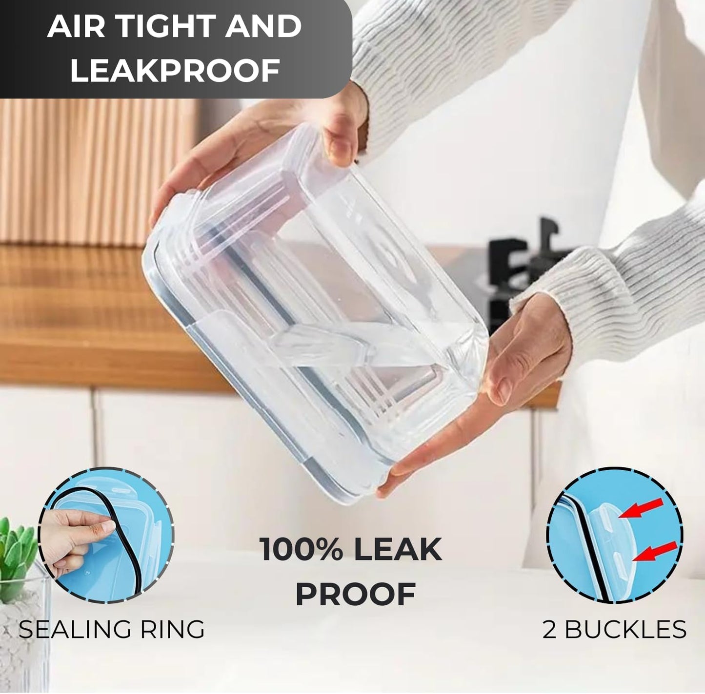 4 PCS Fruit Containers for Fridge, Leakproof fruit storage containers for fridge with Removable Colander