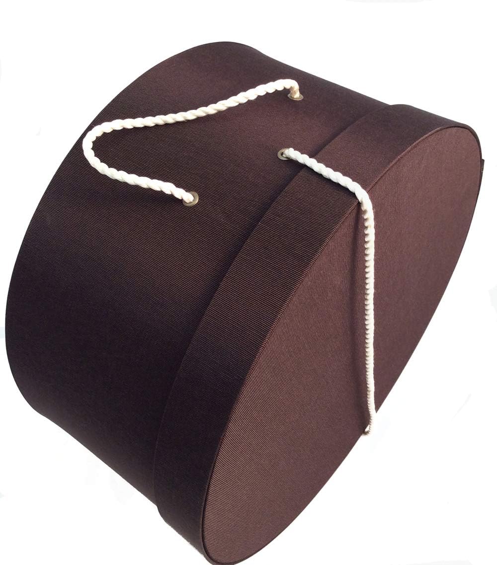 Sarah's Hat Boxes Classic Brown Hat Box – 16.75" x 8.5" (Dia. x Ht.) Handmade in USA – Odorless Non-Toxic Adhesive, Cording Handle – Premium Storage for Hats & Accessories