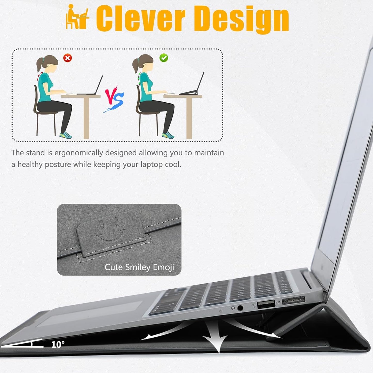 HYZUO 13.3-14 Inch Laptop Sleeve Case with Stand Feature for MacBook Pro 14 M5/M4/M3/M2/M1 2026-2021, MacBook Pro/Air 13.3, 13.5" 13.8" Surface Laptop, HP Spectre X360 13/14, Dark Gray