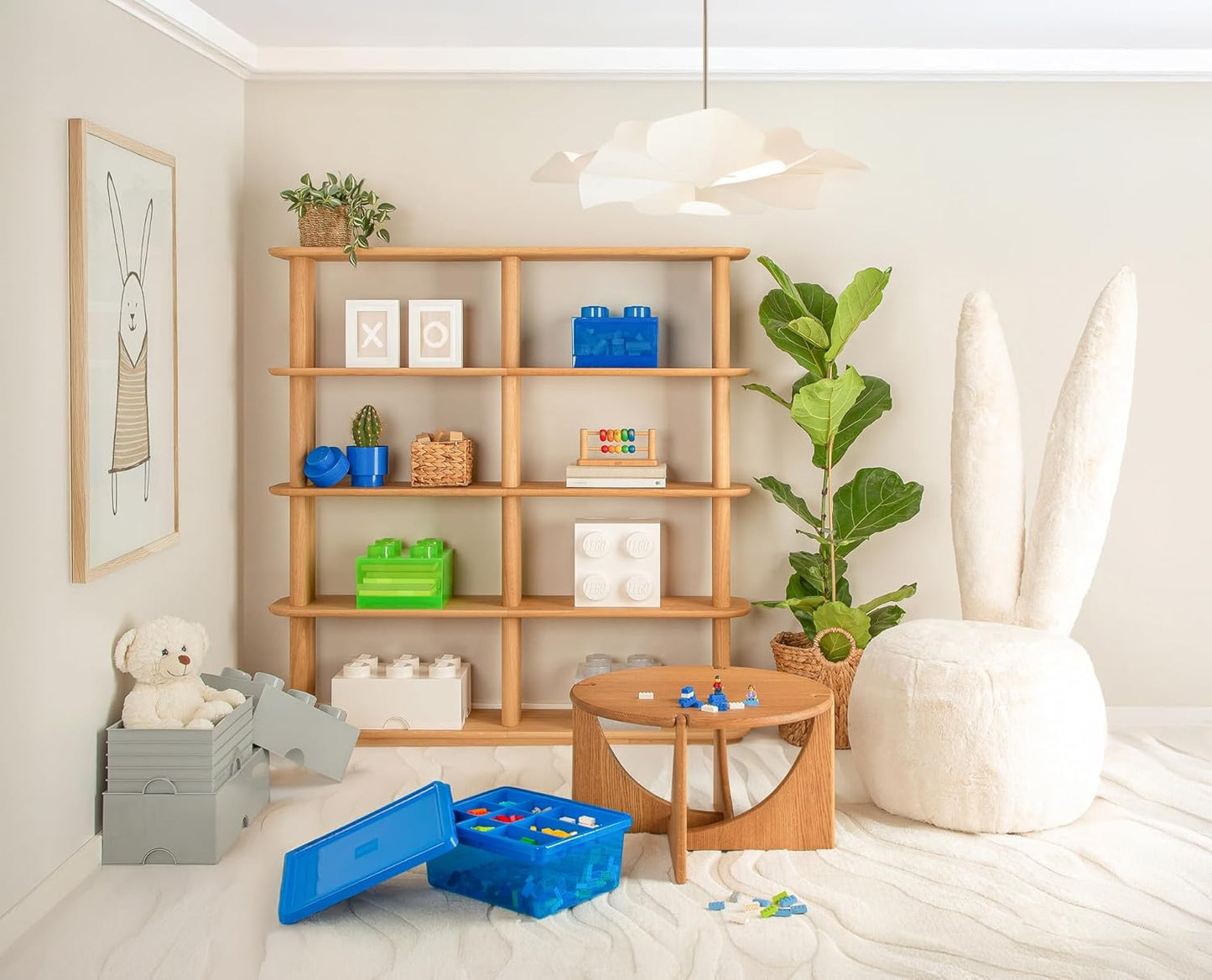 Room Copenhagen, LEGO Brick Box Stackable Storage Containers - Decorative Organizational Building Blocks for Kid’s Toys and Accessories - 9.84 x 9.84 x 7.09in - Brick 4, Light Royal Blue