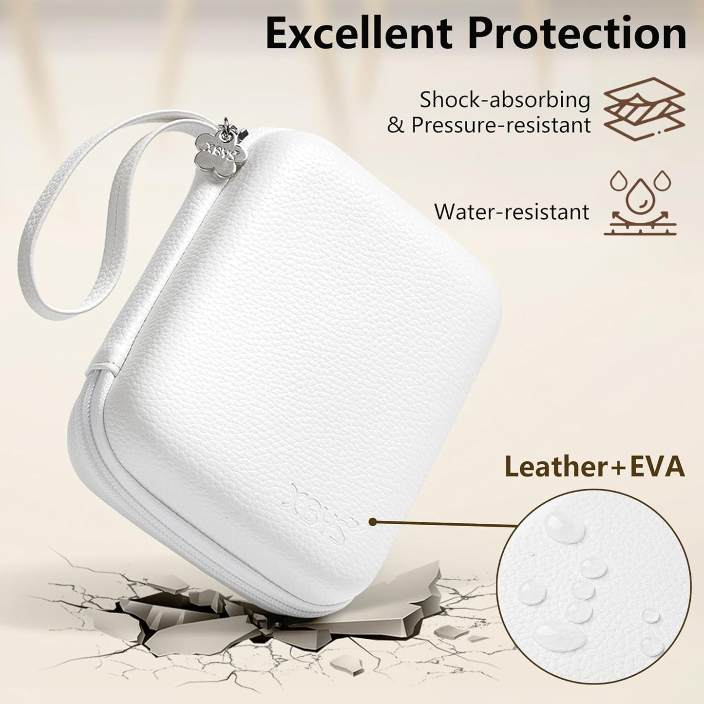 Charger Case for Macbook, Portable Tech Electronic Organizer Bag,Travel Storage Pouch for Laptop Accessories, MacBook Power Adapter, Charging Cords, USB Drives, Power Bank (White, L)