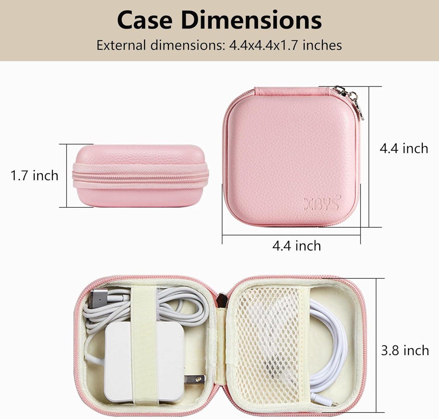 Charger Case for Macbook, Portable Tech Electronic Organizer Bag, Travel Storage Pouch for Laptop Accessories, MacBook Power Adapter, Charging Cords, USB Drives, Power Bank (Pink, M)