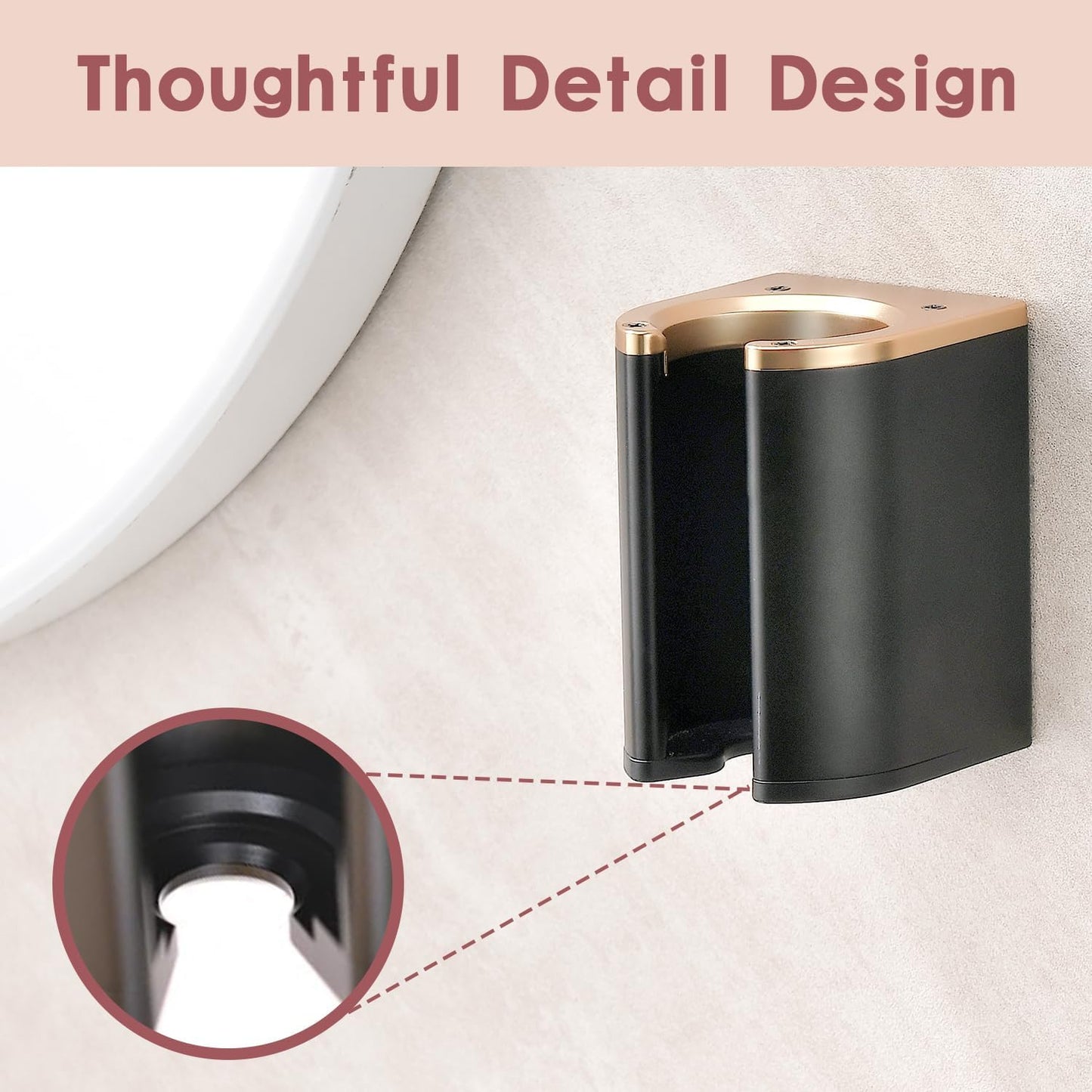 Dyson Airwrap Holder, Aluminum Curling Iron Holder Wall Mount for Dyson Airwrap/Airstraight/Shark Flex Style, Flat Iron Holder for Bathroom Storage, Black & Gold Chochoyah