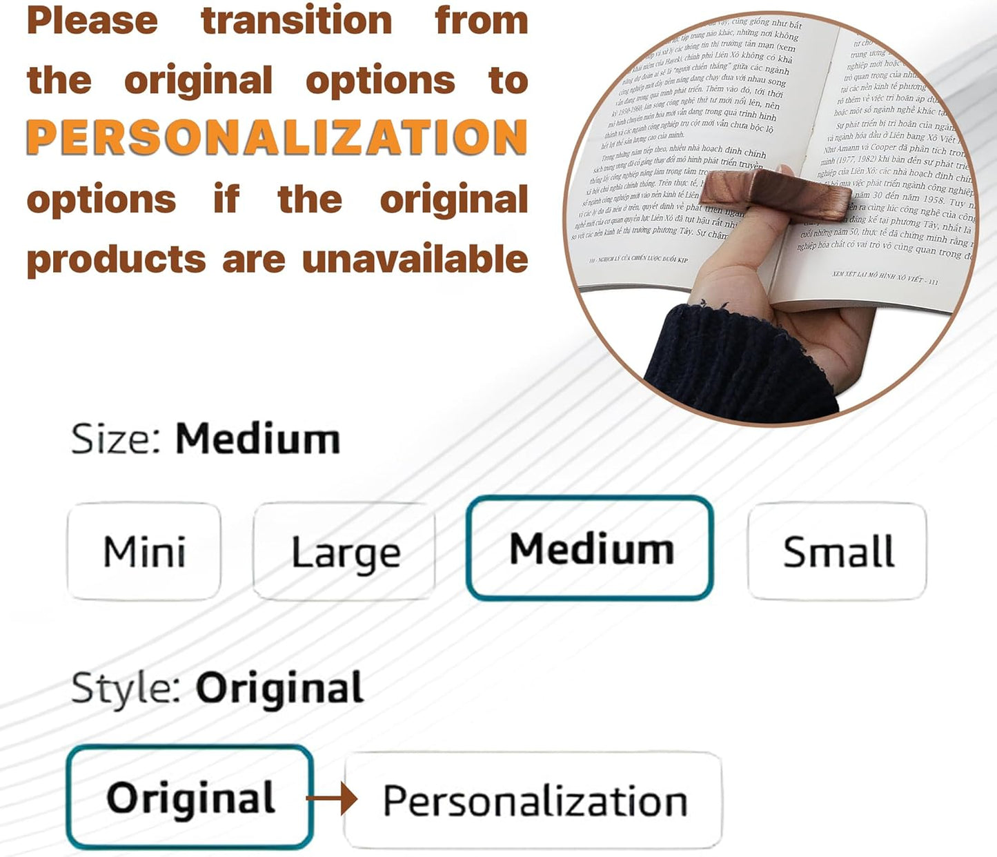 Walnut Book Page Holder - Smooth Finish Wood Reading Accessory, Ideal Reader Gift for Women, Thumb Page Holder (Small), Brown