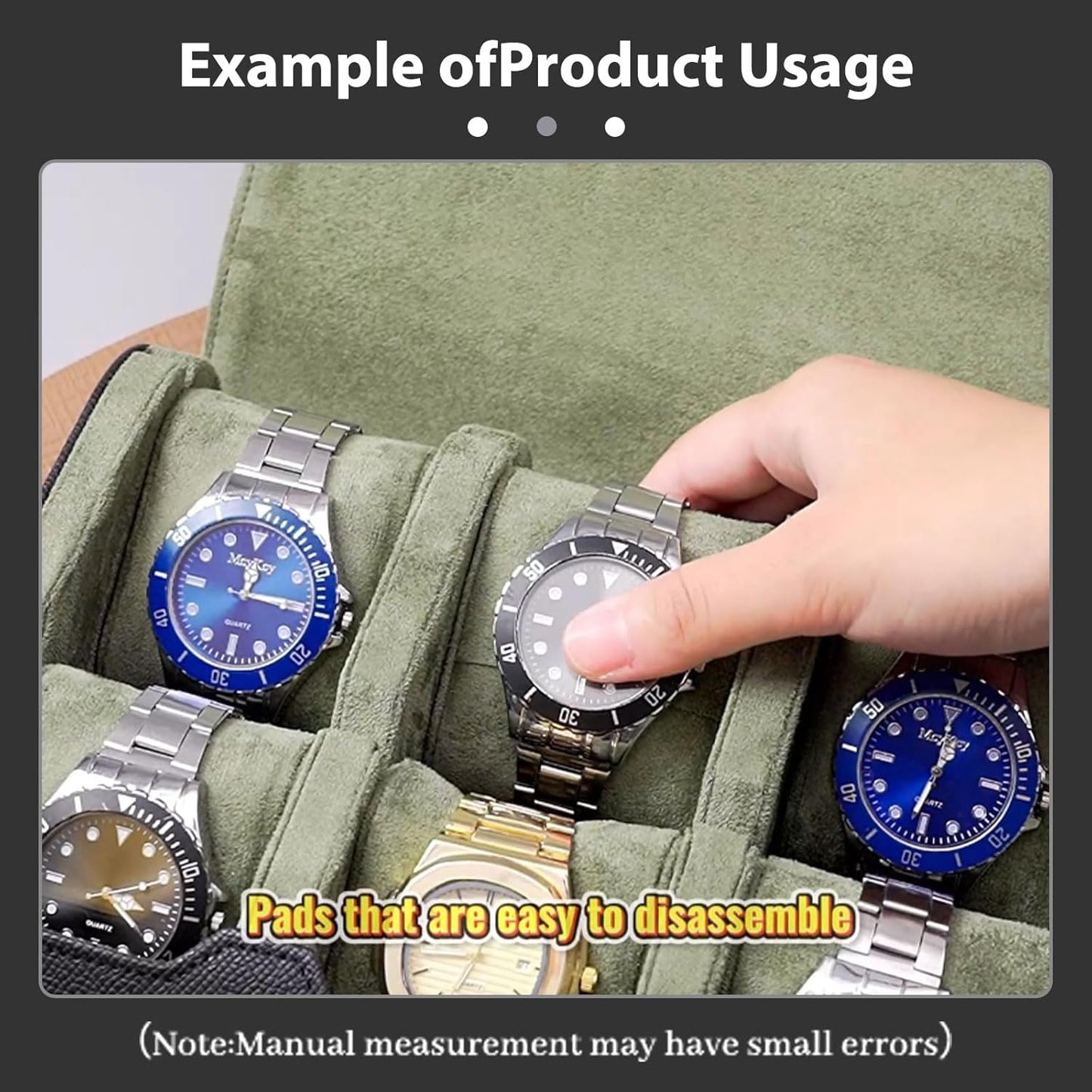 6 Watch Travel Cases for Men - Watch Roll 6 Slots Travel ﻿black Multifunctional Watch Display Box Cabinet ，Christmas Gift for Man/Woman/Office ﻿