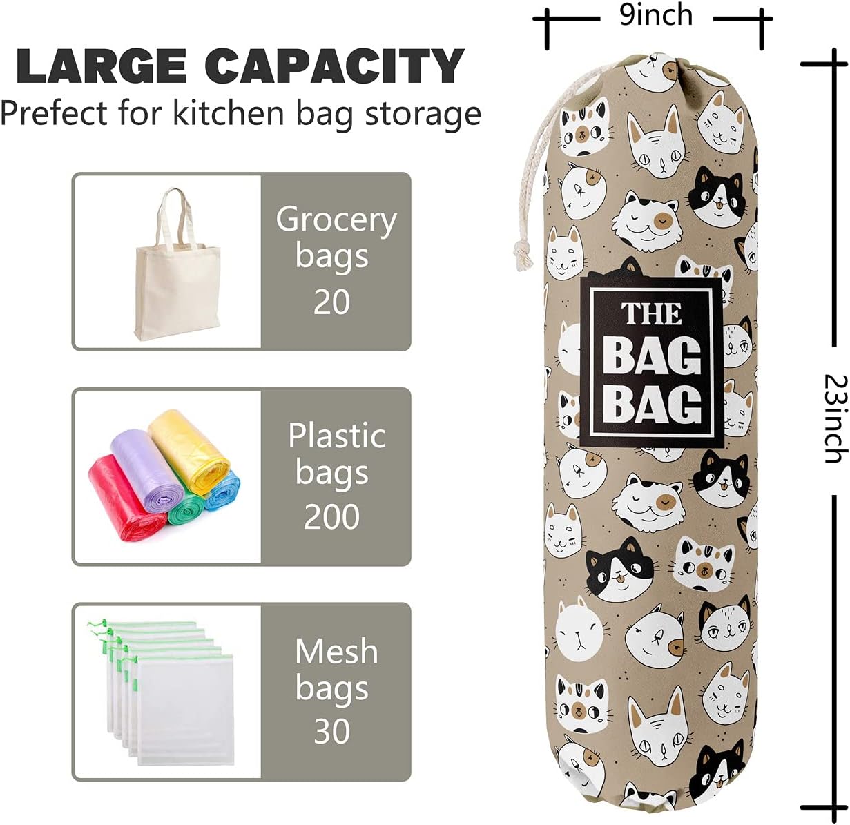 Funny The Bag Bag, Grocery Bags Holder Organizer For Shopping Bags, Wall Mount Plastic Bags Storage Container Dispensers, Gift For The Preferred Family And Friends